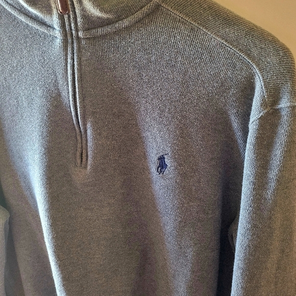 Polo Ralph Lauren Gray 1/4 Zip Men's Pullover Sweater Shirt Size Medium - Picture 3 of 4